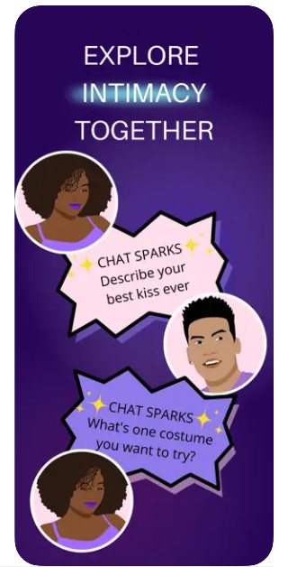 App Store screenshot of Chat Sparks texting sex game prompts.